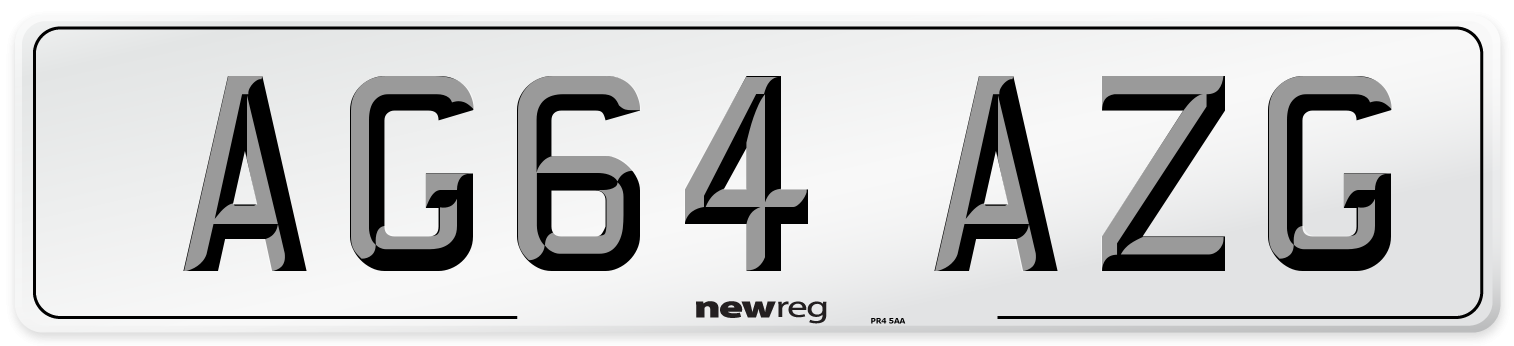 AG64 AZG Number Plate from New Reg